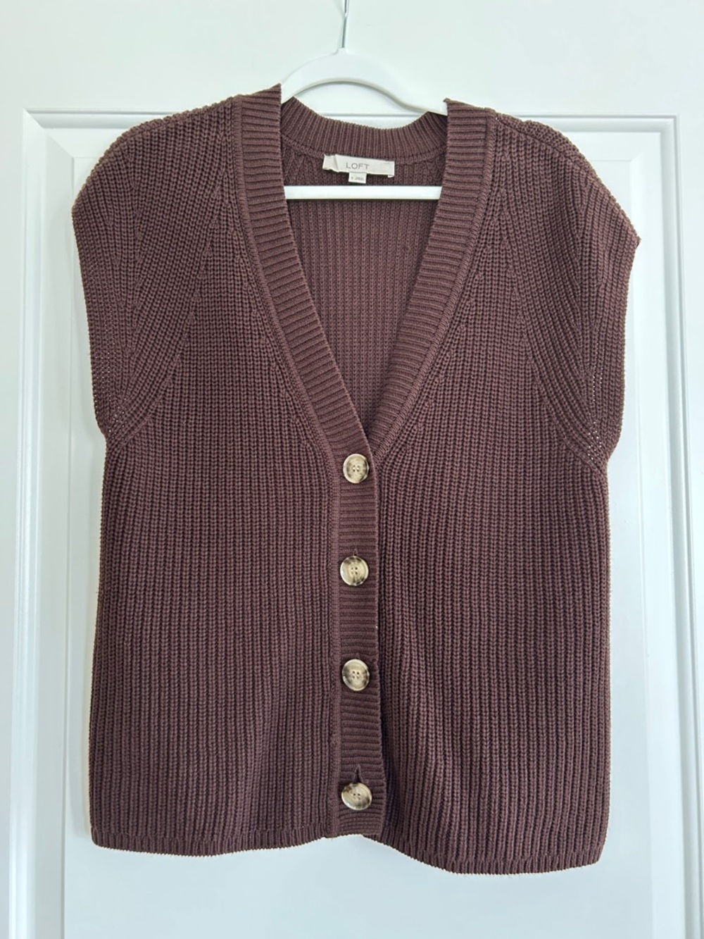 LOFT Dark Brown Oversized Knit Vest